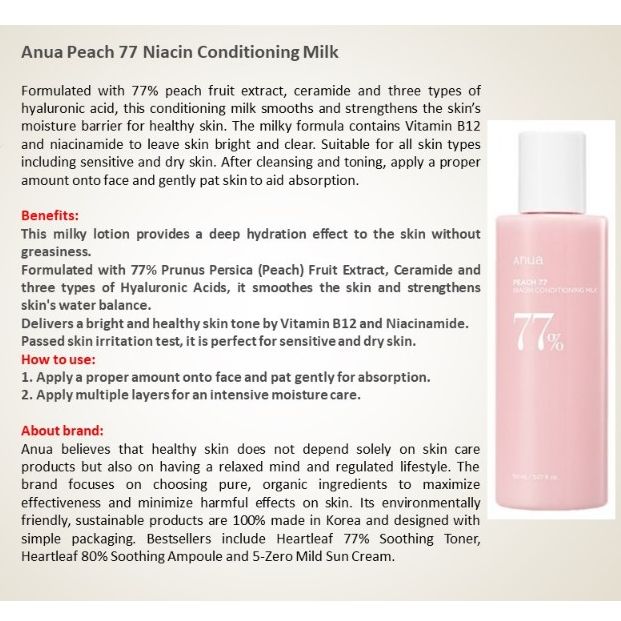 Anua Peach 77 Niacin Conditioning Milk 150ml
